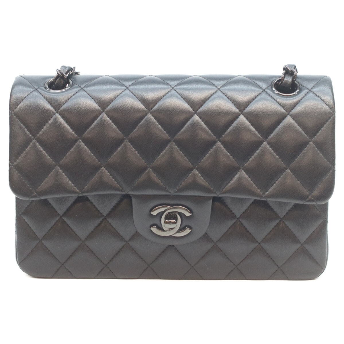 シャネル A01113 黒 ブラック金具 ソーブラック ラムスキン マトラッセ23