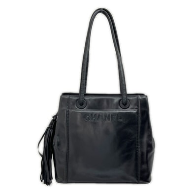 CHANEL シャネル ショルダーバッグ ハンドバッグ ロゴフリンジ 5319963 布袋・ギャランティーカード付 ブラック