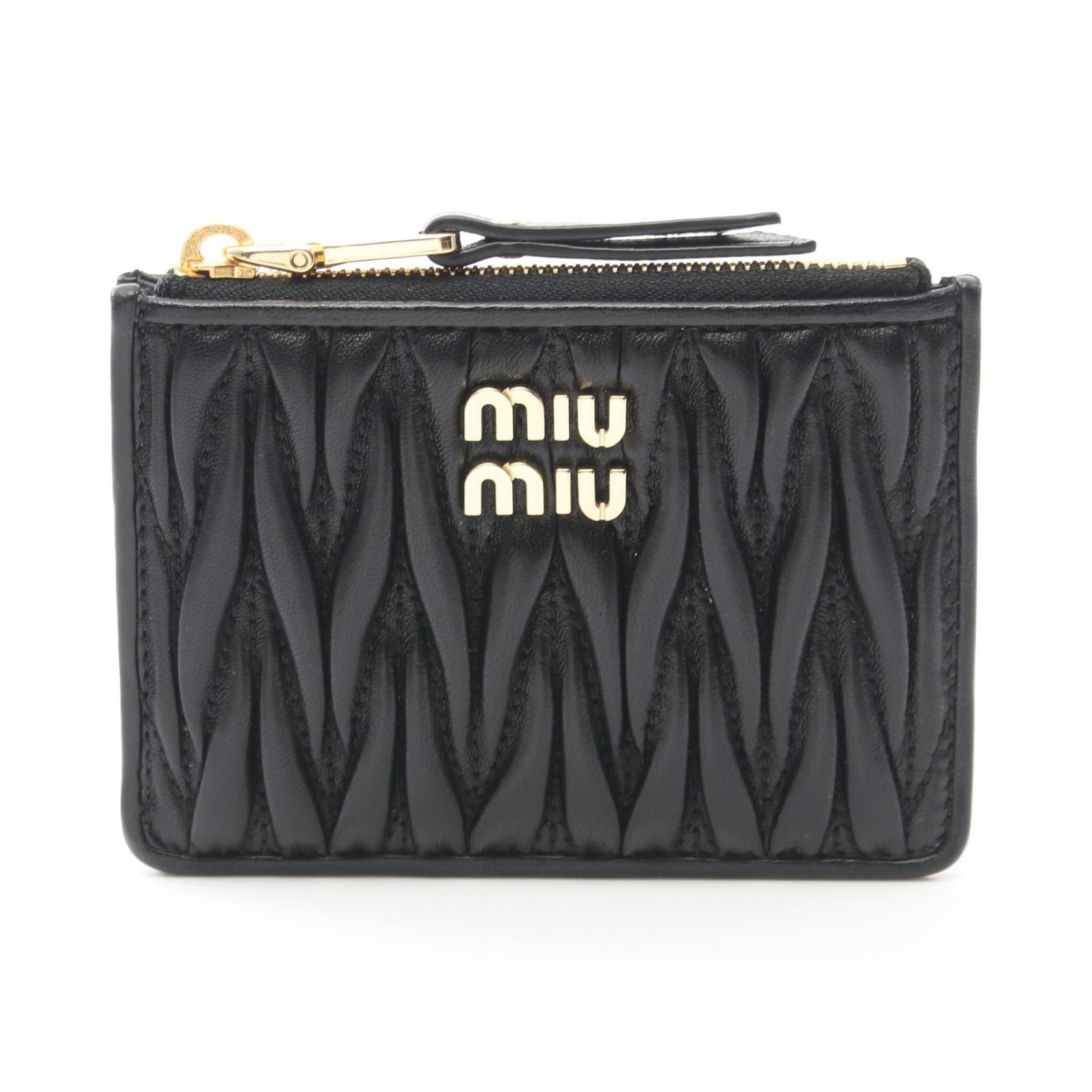 ミュウ ミュウ Miu Miu MATELASSE'MIU マテラッセ コインケース 財布 レザー レディース ブラック系 5MC093AFPPF0002 【新品】