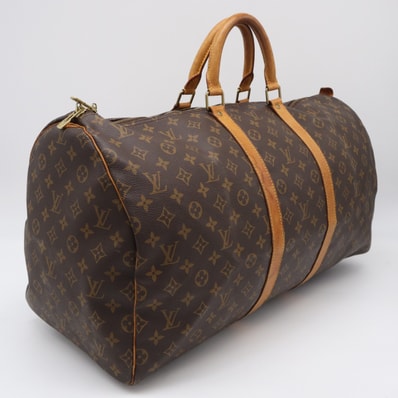 LOUIS VUITTON ルイ・ヴィトン モノグラム キーポル55 M41424 ボストンバッグ ブラウン コーティングキャンバス レザー メンズ