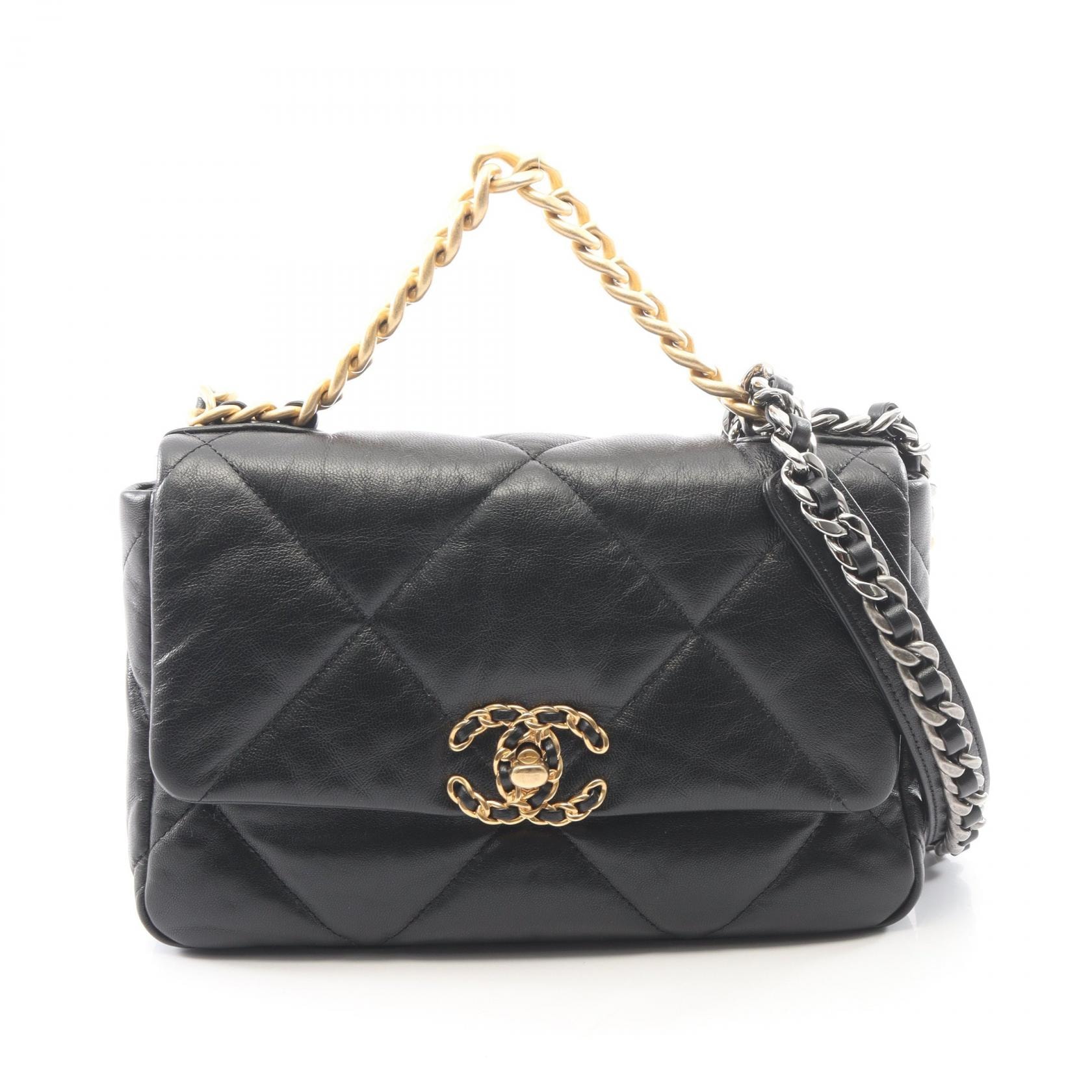 シャネル CHANEL 19 ディズヌフ マトラッセ ショルダーバッグ バッグ レザー レディース ブラック系 AS1160 【中古】