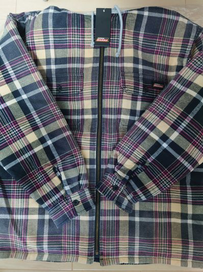 Supreme x Dickies Plaid Hooded Zip Up Shirt "Black"
