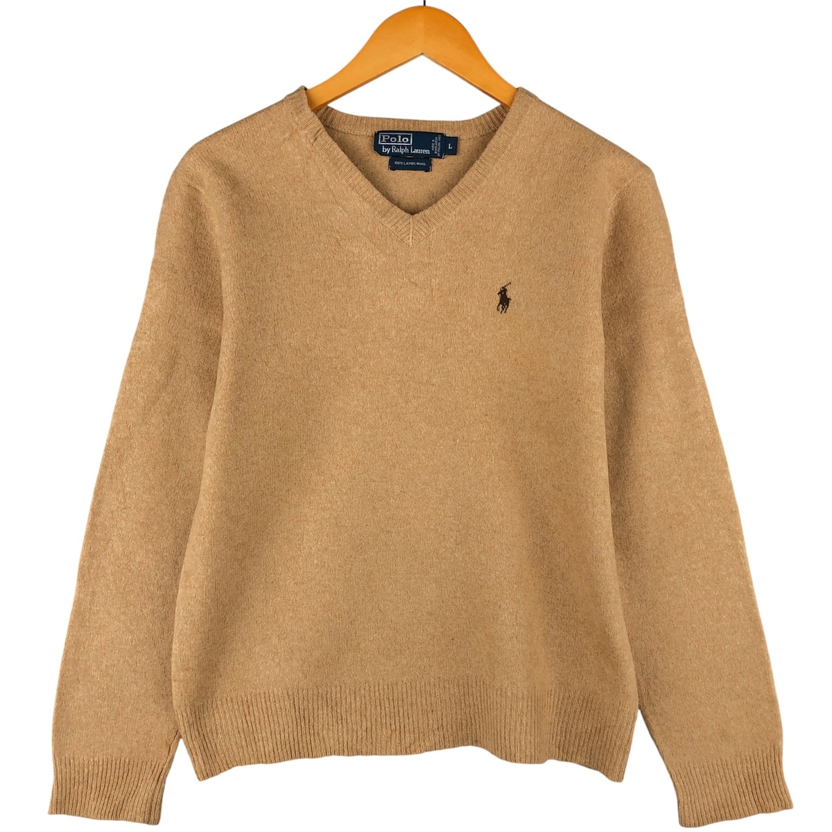 古着 ラルフローレン Ralph Lauren POLO by Ralph Lauren Vネック ラムウールニットセーター メンズL相当/eaa602580