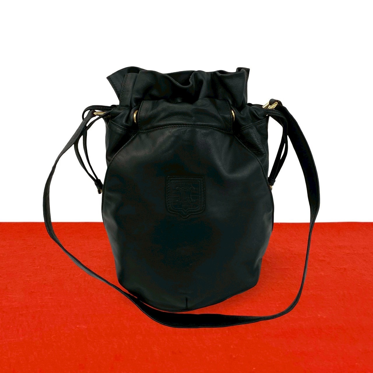 CELINE セリーヌ トリオンフ ロゴ レザー ショルダーバッグ ブラック
 34001