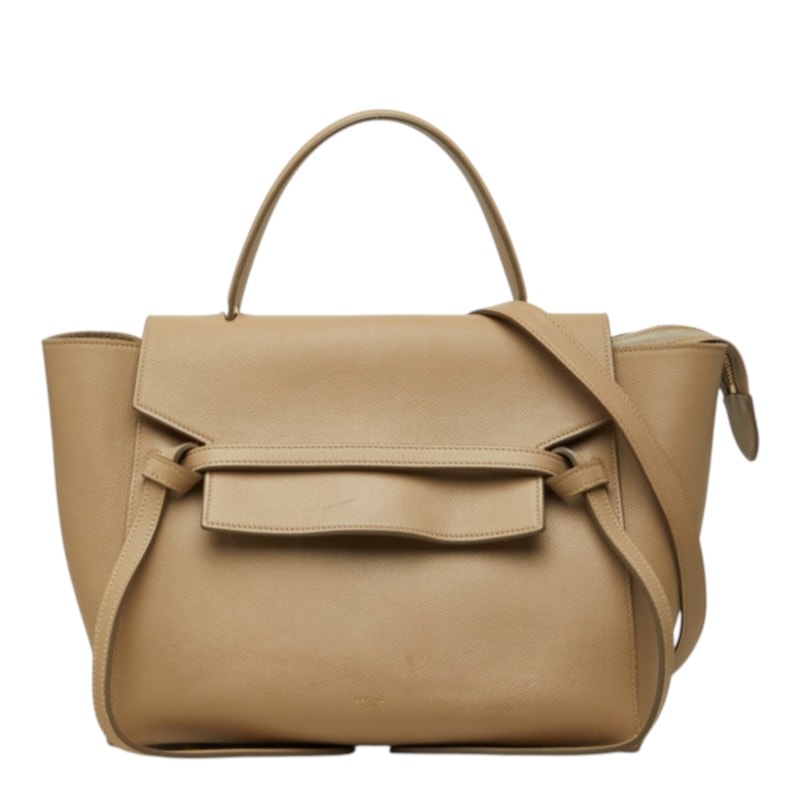 セリーヌ ベルトバッグ ミニ ハンドバッグ ショルダーバッグ 2WAY ベージュ レザー レディース CELINE 中古