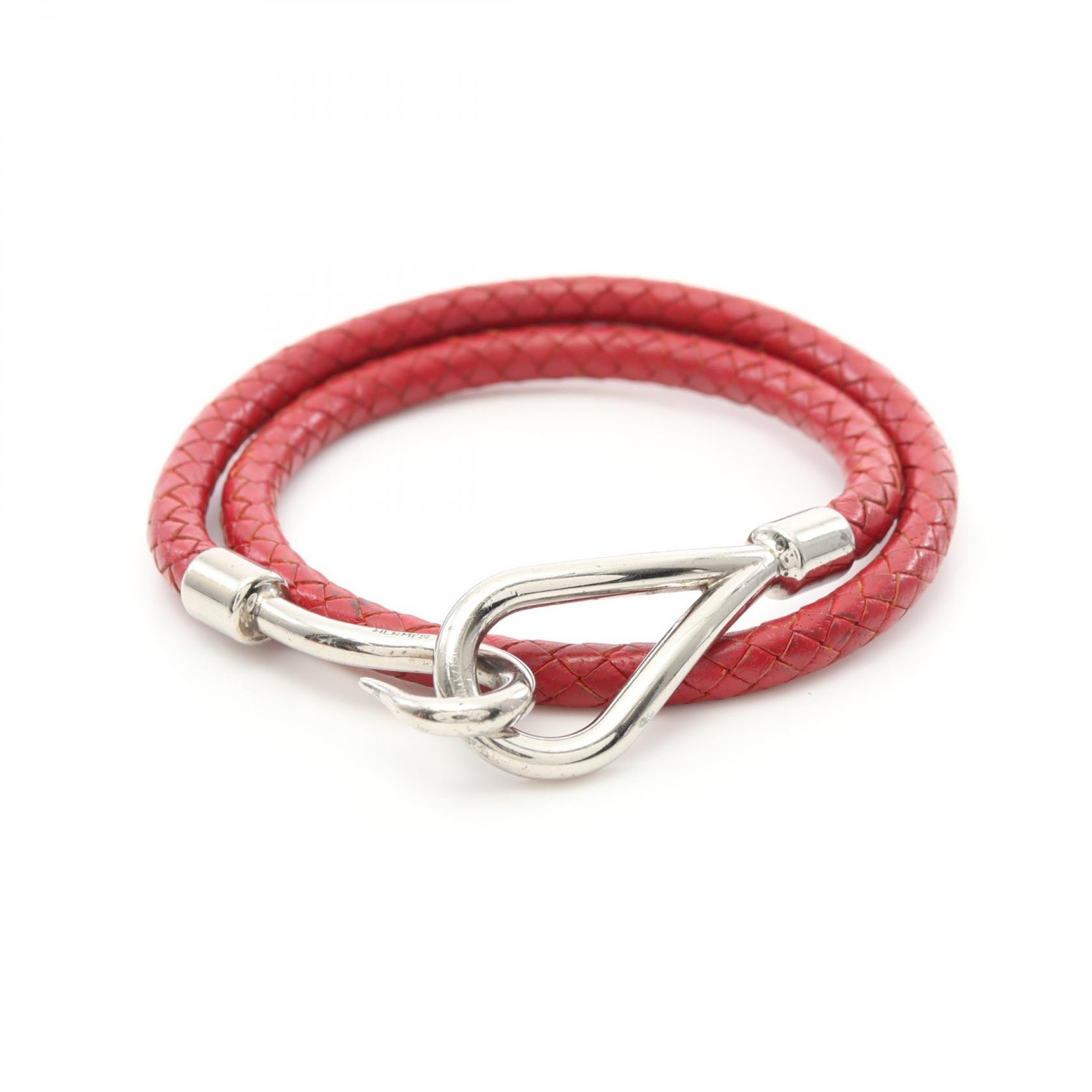 エルメス HERMES ジャンボチョーカー ブレスレット アクセサリー レザー レディース レッド系 【中古】