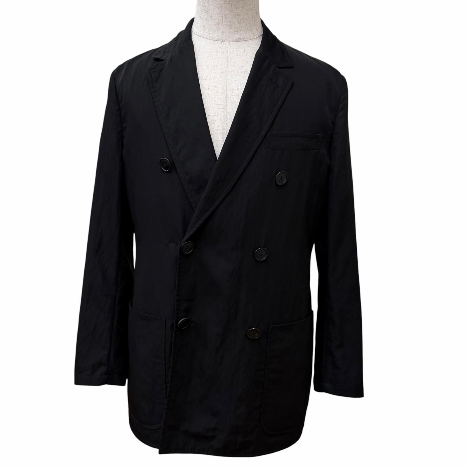 美品 エルメス ダブルブレストジャケット ブラック メンズ 46
