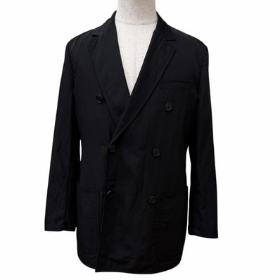 美品 エルメス ダブルブレストジャケット ブラック メンズ 46
