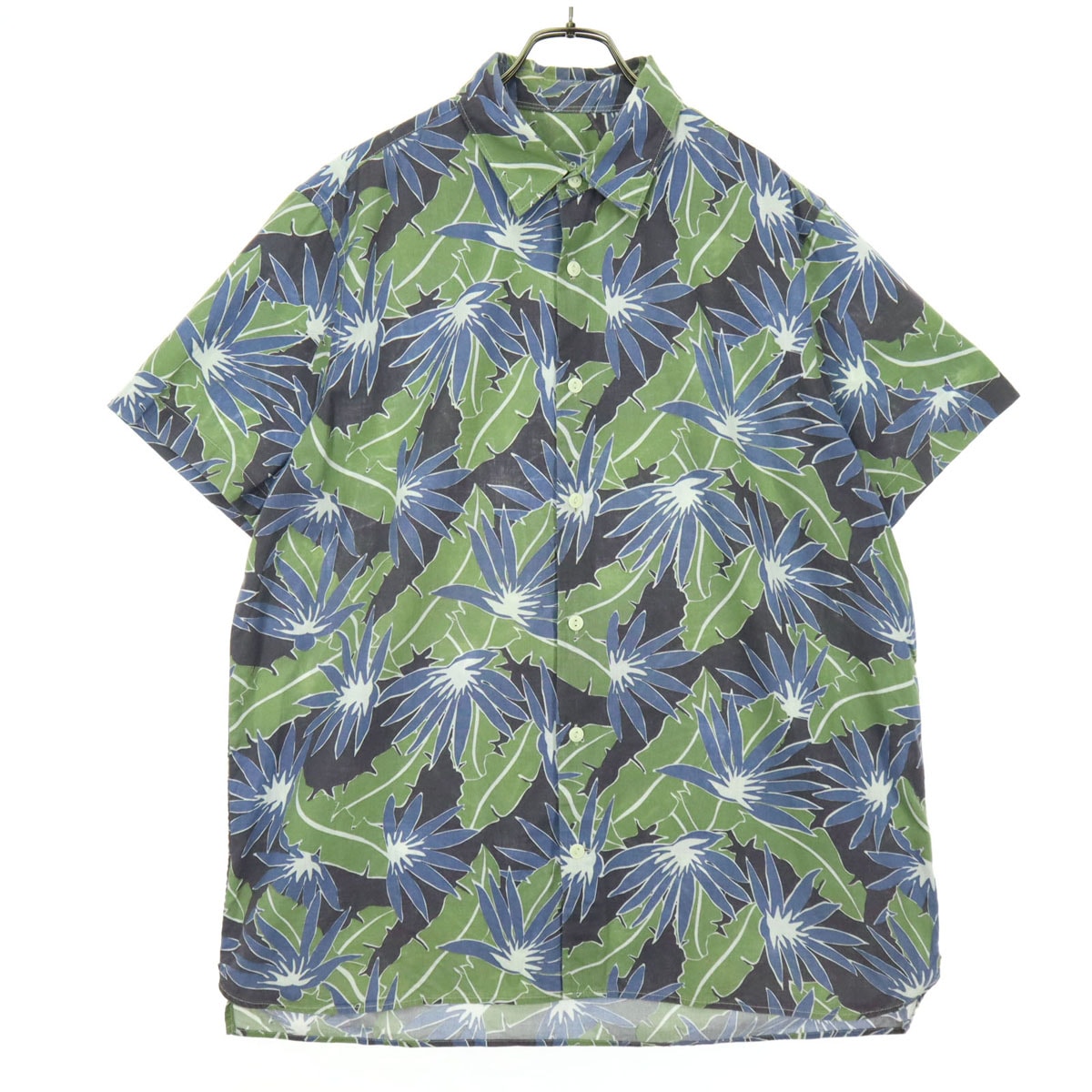 GAP ギャップ 総柄 花柄 半袖 コットンシャツ L ブルー系