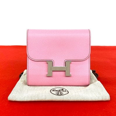 HERMES エルメス コンスタンス コンパクト ヴォーエプソン 二つ折り財布 ピンク
73778
