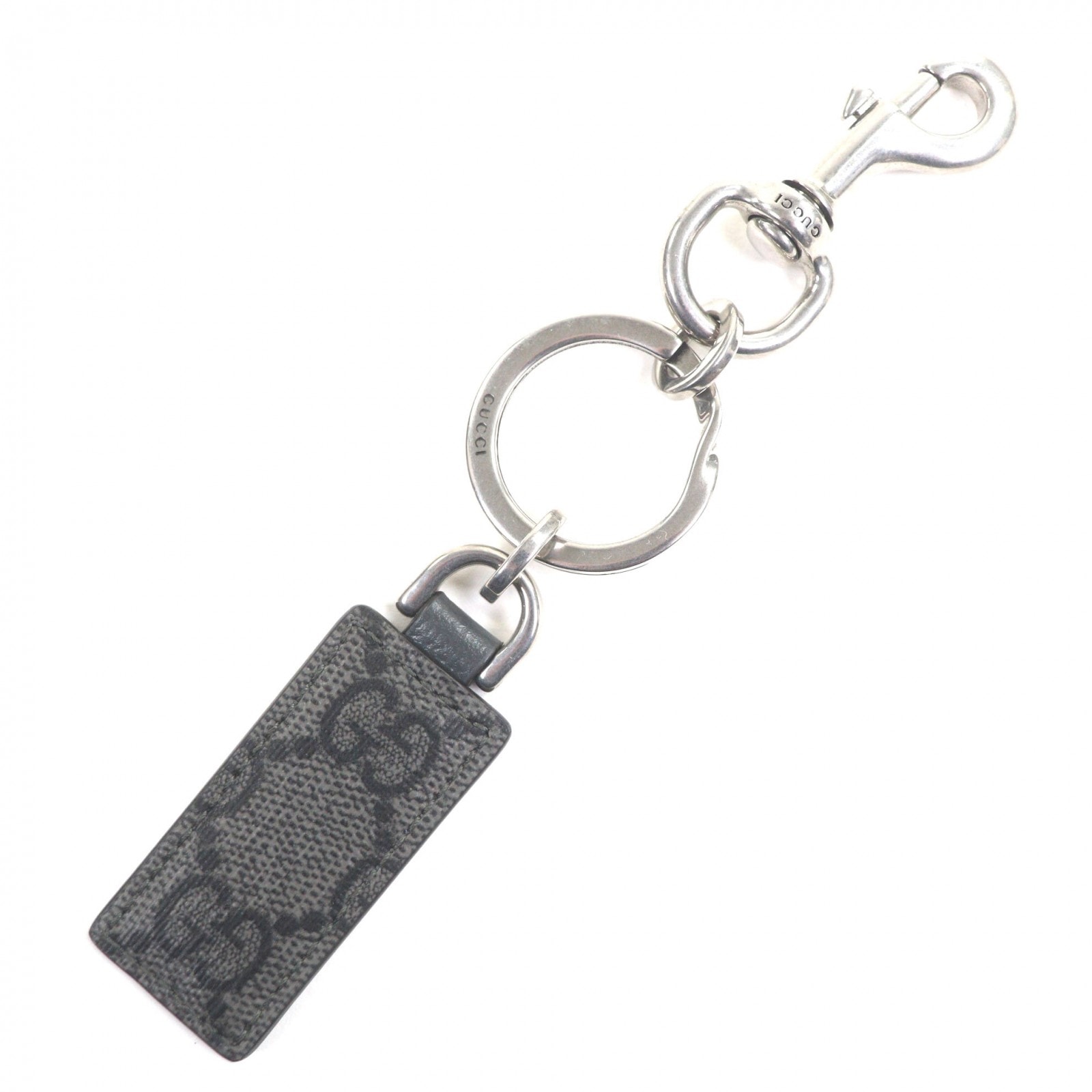 極美品 グッチ キーホルダー グレー シルバー メンズ 794061