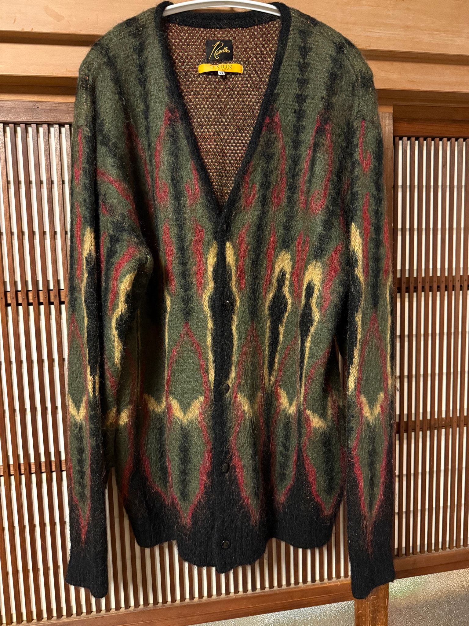 UNION X NEEDLES MOHAIR CARDIGAN PSYCHEDELIC "Black"