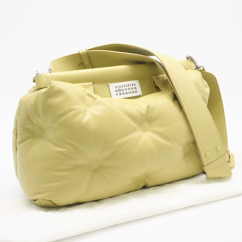 美品 MAISON MARGIELA メゾンマルジェラ グラム スラムクラシック ミディアム ショルダーバッグ SB1WG0034 ショルダーバッグ イエロー ラムスキン レディース