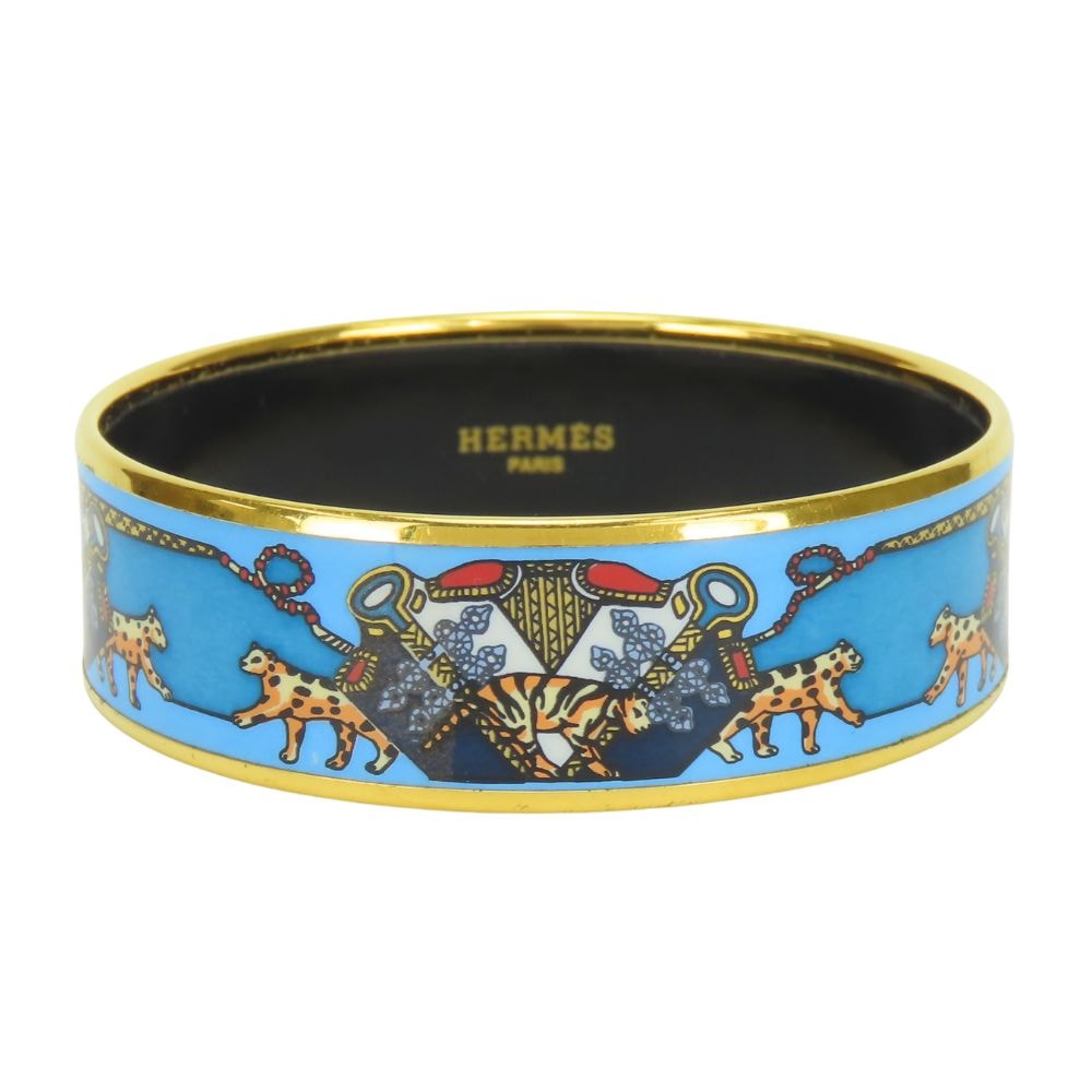 【中古】 エルメス ブレスレット エマイユGM メタル エナメル ブルー系 ゴールド マルチカラー GP バングル 七宝焼き レディース 女性 HERMES