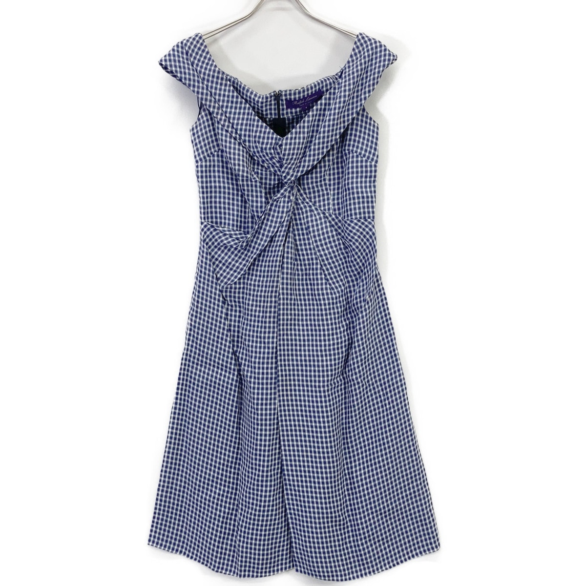 ラルフローレン パープルレーベル 290707860001 ブルー レーヨン ギンガムチェック ワンピース 4