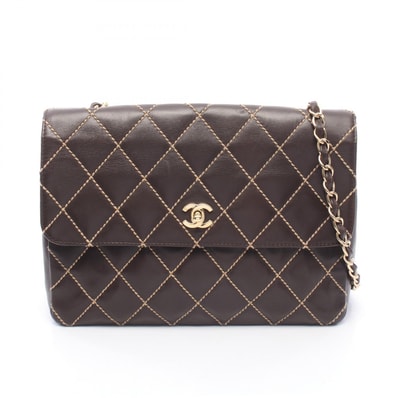 シャネル CHANEL ワイルドステッチ ショルダーバッグ バッグ レザー レディース ブラウン系 【中古】