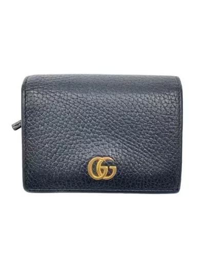GUCCI GG Marmont Leather Card Case Wallet "Black"
