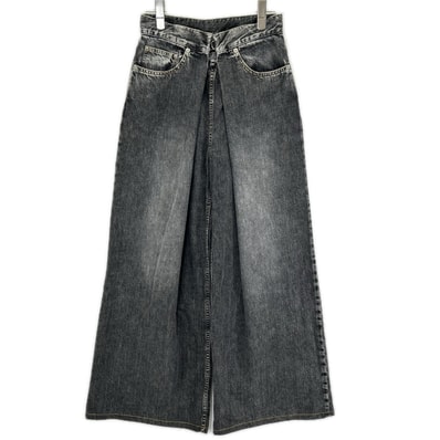 ジョンローレンスサリバン JLSW-02-S ブラック WASHED DENIM WIDE PANTS S