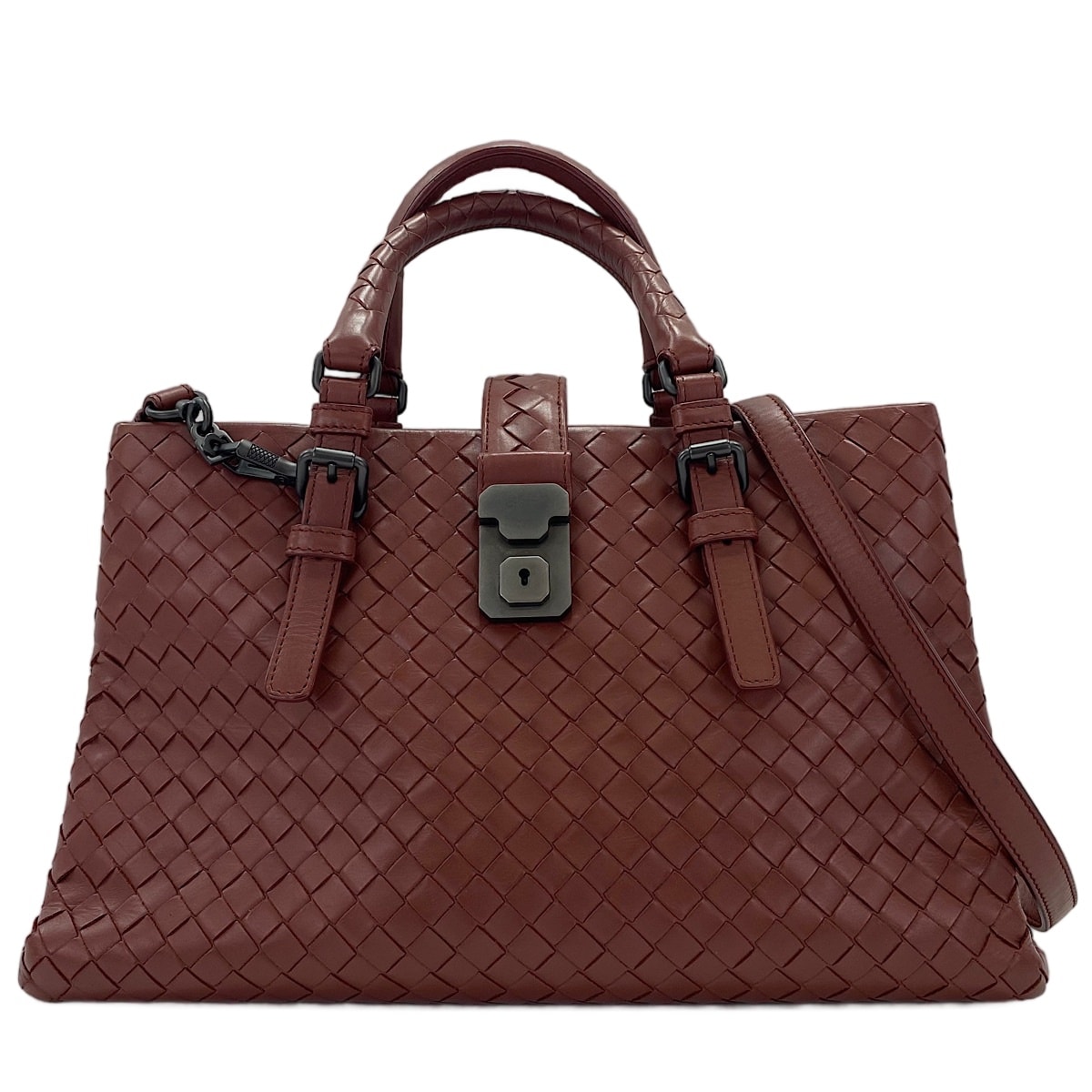 ボッテガヴェネタ BOTTEGAVENETA レザー イントレチャート ローマ 2WAY ハンドバッグ【中古】