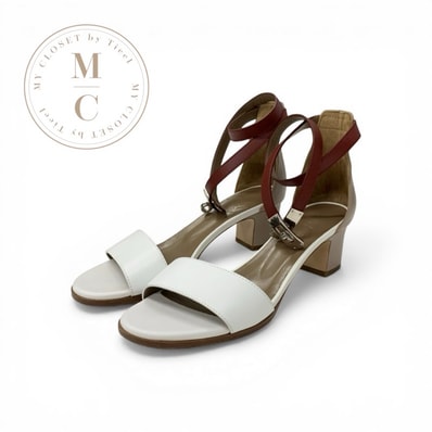 エルメス HERMES マネージュ サンダル 靴 シューズ レザー ホワイト ケリー金具 ストラップ