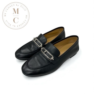 エルメス HERMES コレット ローファー 革靴 靴 シューズ レザー ブラック 黒 シルバー モカシン フラットシューズ