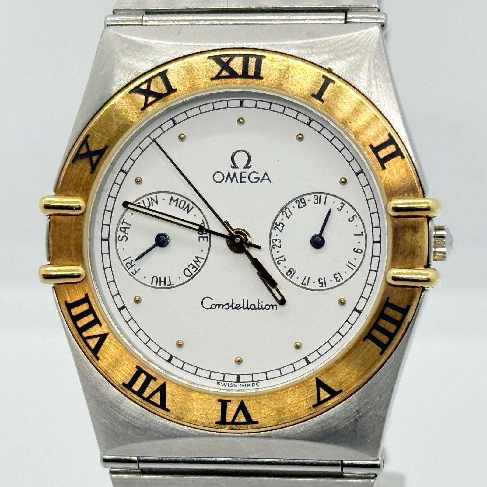 OMEGA オメガ コンステレーション 1961070/1080 ホワイト QZ ユニセックス デイデイト 腕時計 稼働品