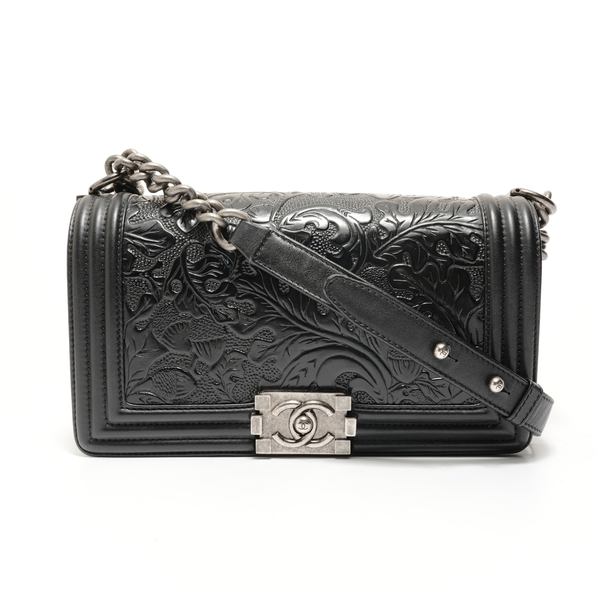 シャネル CHANEL 19番台 ボーイシャネル エンボス ショルダーバッグ【中古】