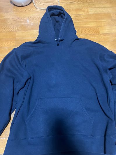 Supreme Satin Applique Hooded Sweatshirt "Navy"
