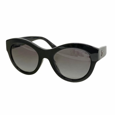 【6hb0984】シャネル サングラス 5371-A プラスチック ブラック シルバー金具【中古】レディース