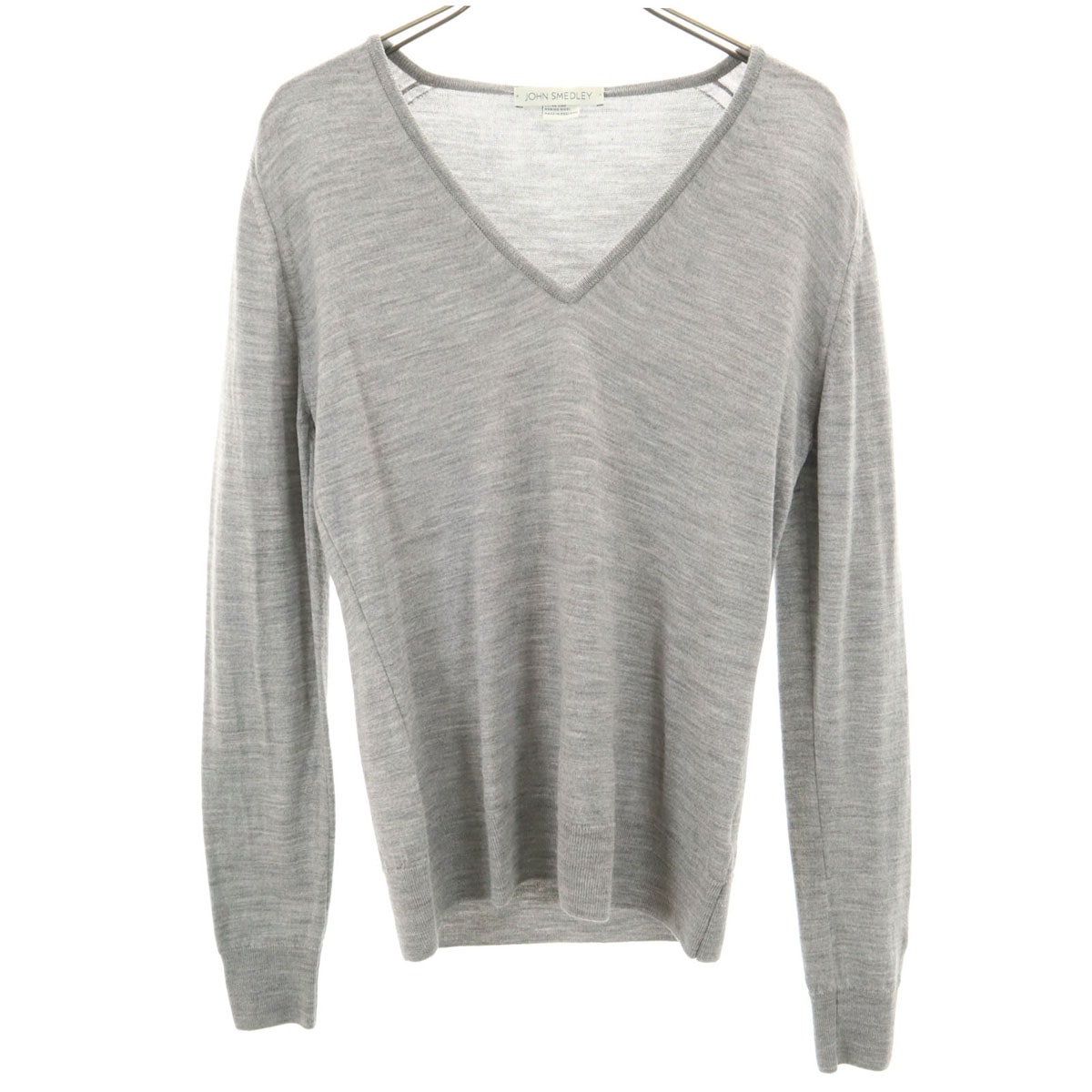 JOHN SMEDLEY ジョンスメドレー イングランド製 長袖 Vネック ニット S グレー セーター