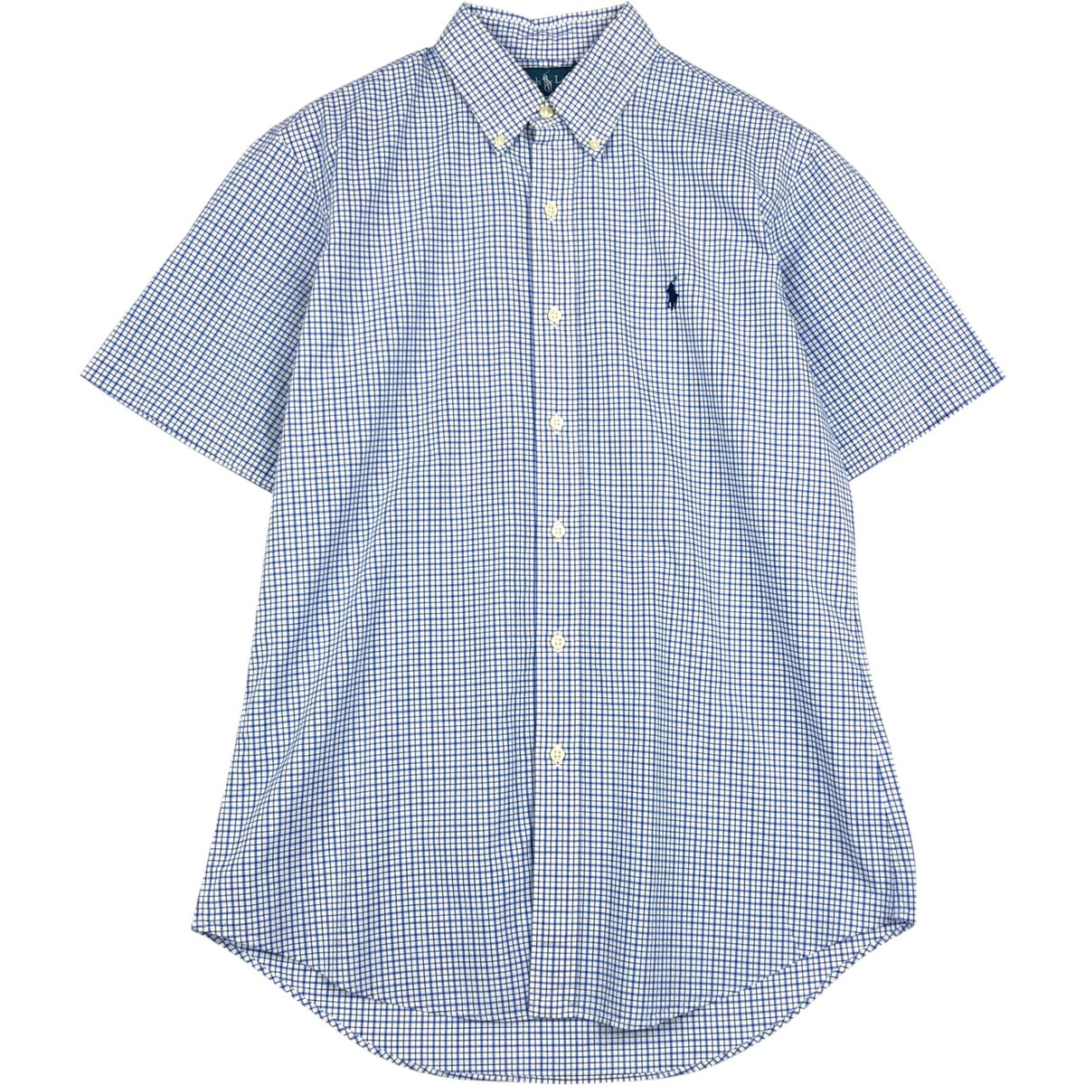 古着 ラルフローレン Ralph Lauren CUSTOM FIT 半袖 ボタンダウン チェックシャツ メンズM相当/eaa623644