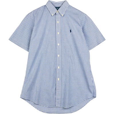 古着 ラルフローレン Ralph Lauren CUSTOM FIT 半袖 ボタンダウン チェックシャツ メンズM相当/eaa623644