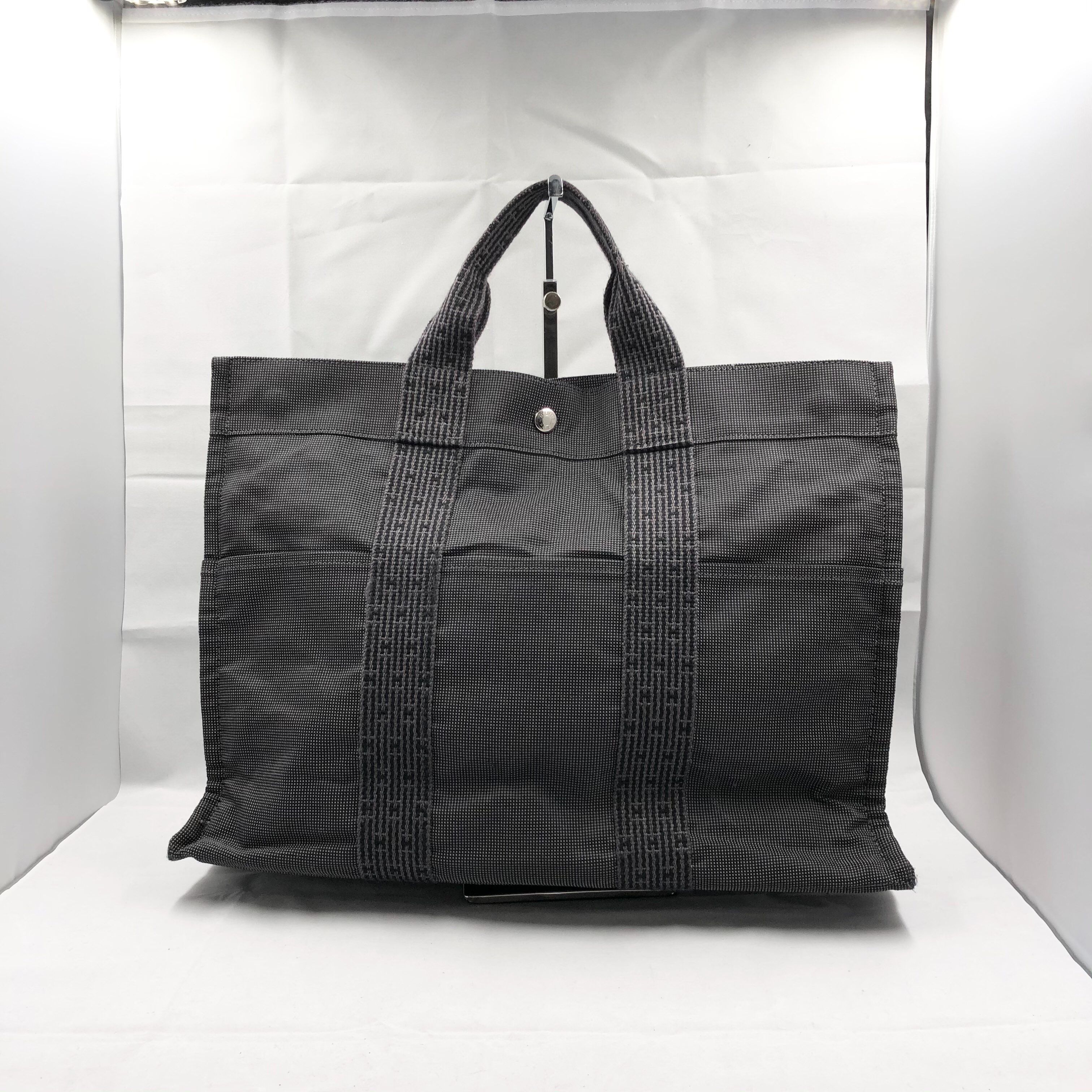 HERMES Her Line Canvas Tote Bag "Gray"