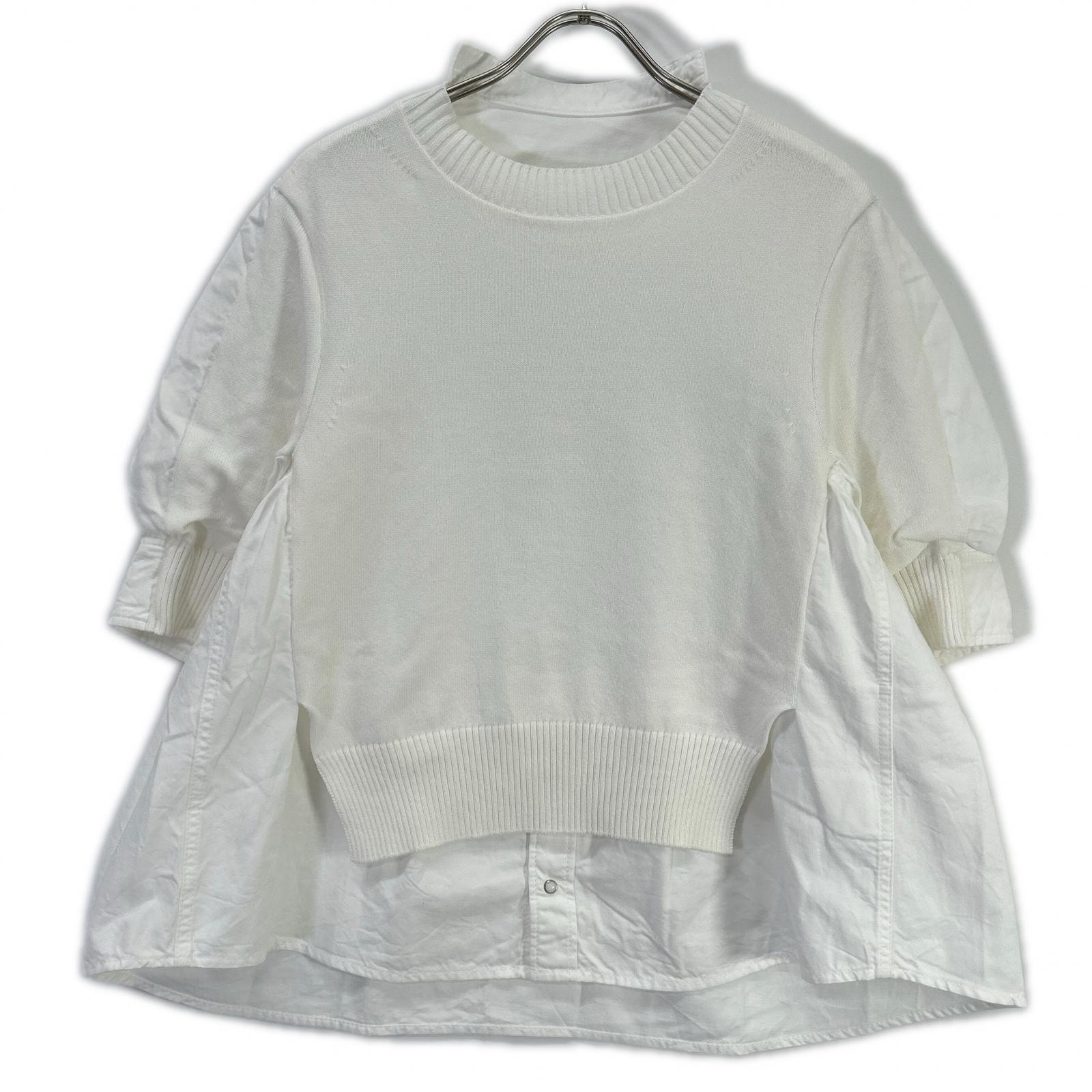 サカイ 25SS 25-07722 ホワイト レイヤード Popeline Knit Pullover/ポプリンニットプルオーバー 2