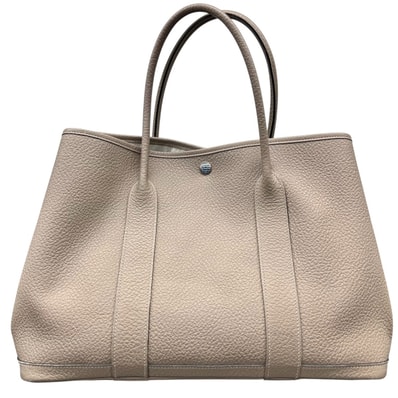HERMES 美品 エルメス ガーデンパーティPM 36 トートバッグ トレンチ カントリー A刻印 2017年製造 レザー ベージュ ハンドバッグ 定番 ABランク 中古 鑑定済 エルメスバッグ