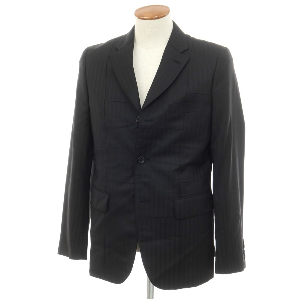 【中古】コムデギャルソン オムドゥ COMME des GARCONS HOMME DEUX 2024年春夏 切替 ウール テーラードジャケット ブラック【サイズM】【メンズ】