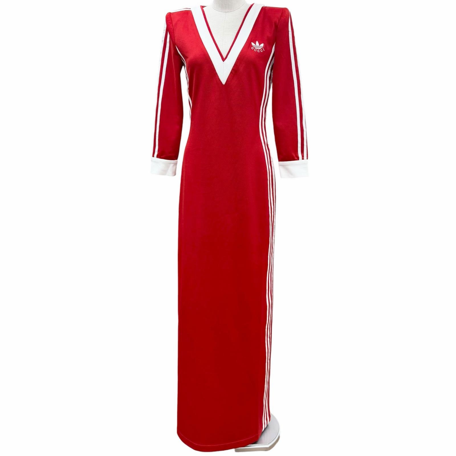 未使用品 グッチ×アディダス ワンピース レッド レディース S 712711