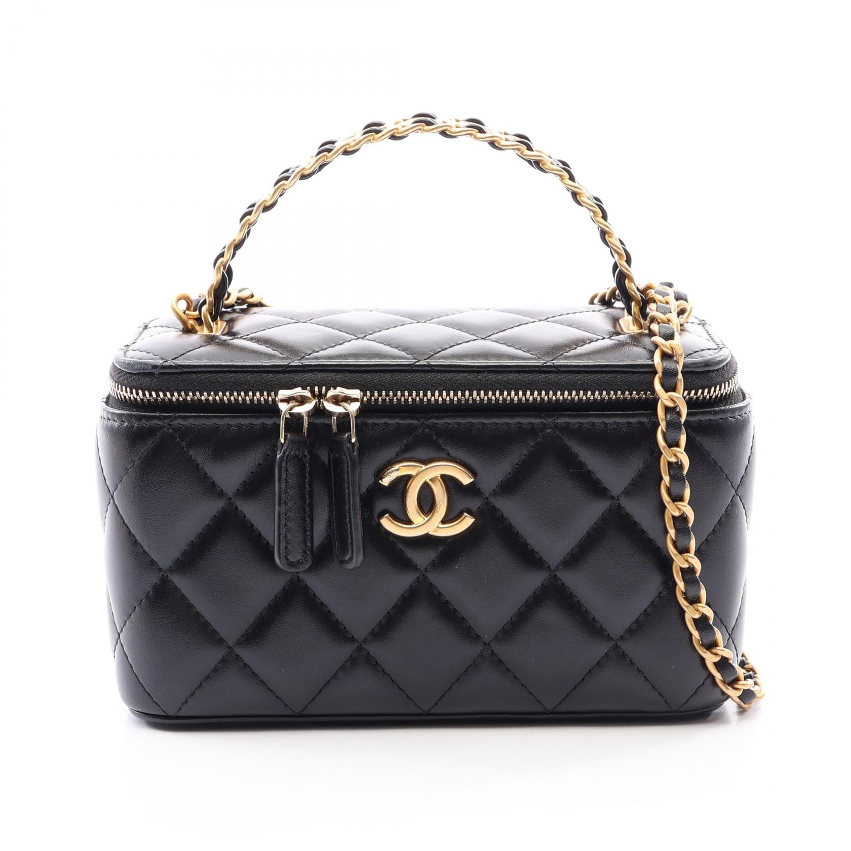 シャネル CHANEL マトラッセ バニティバッグ 2WAY ショルダーバッグ バッグ レザー レディース ブラック系 【中古】