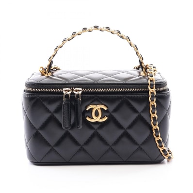 シャネル CHANEL マトラッセ バニティバッグ 2WAY ショルダーバッグ バッグ レザー レディース ブラック系 【中古】