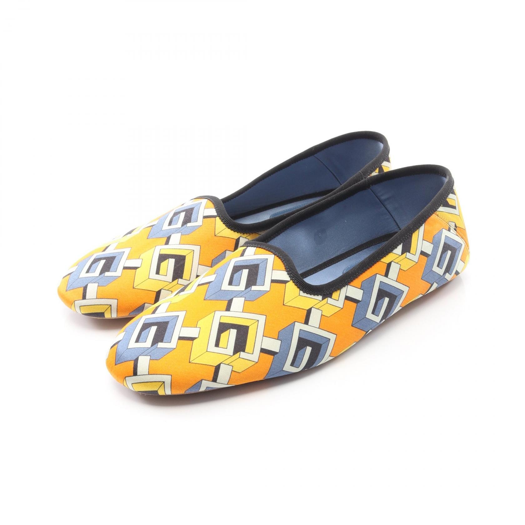 グッチ GUCCI ジオメトリックG ルームシューズ スリッポン 靴 ファブリック メンズ イエロー系 / ブルー系 662868 【中古】