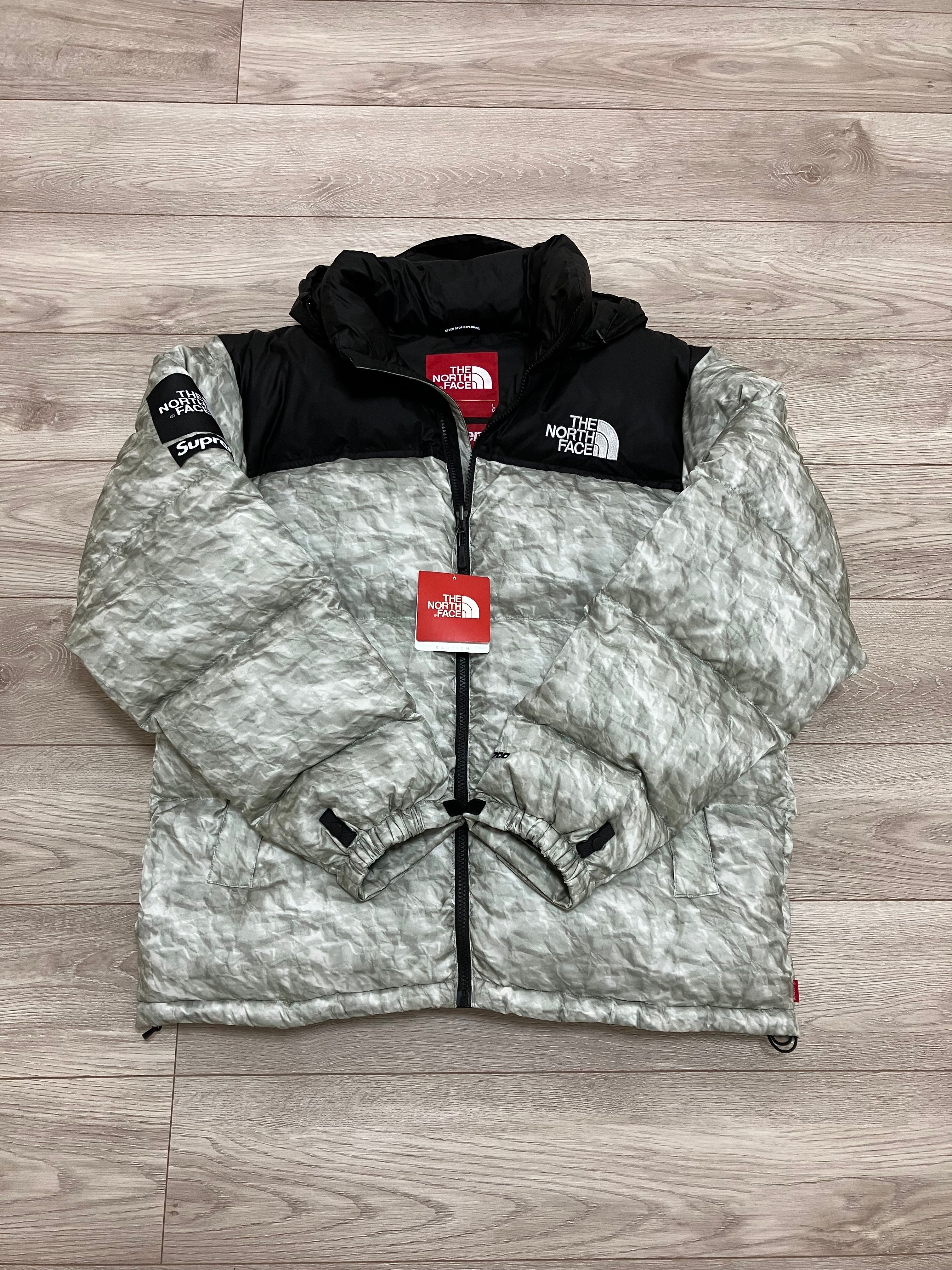 Supreme x The North Face Nuptse Jacket "White Paper Print"