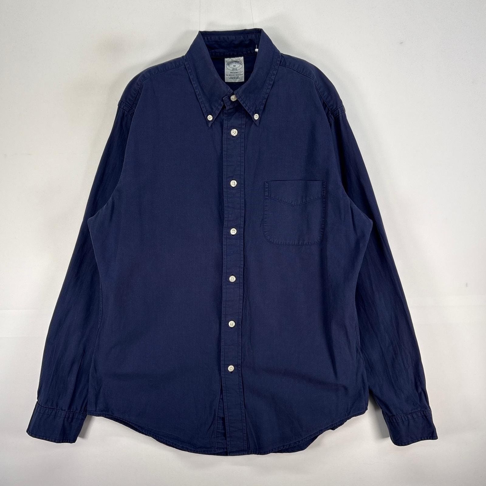 古着 ブルックスブラザーズ Brooks Brothers 長袖シャツ 1818 REGENT ボタンダウン M ネイビー系 無地 メンズ