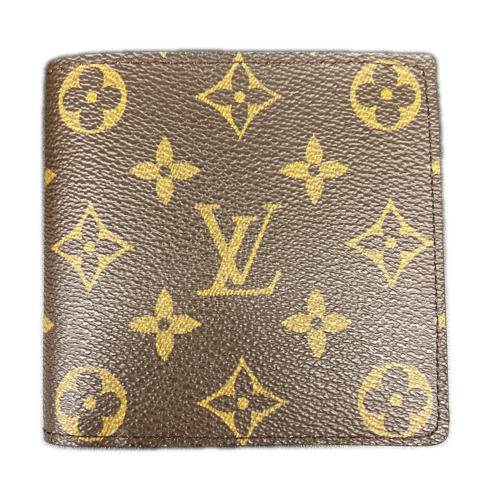 LOUIS VUITTON 極美品 ルイヴィトン ポルトフォイユ マルコ モノグラム 二つ折り財布 M61675 PVC レザー CA0065 ブラウン コンパクトウォレット ミニ財布 ヴィンテージ Y2K ヴィトン LV Aランク 中古 鑑定済 ヴィトン財布