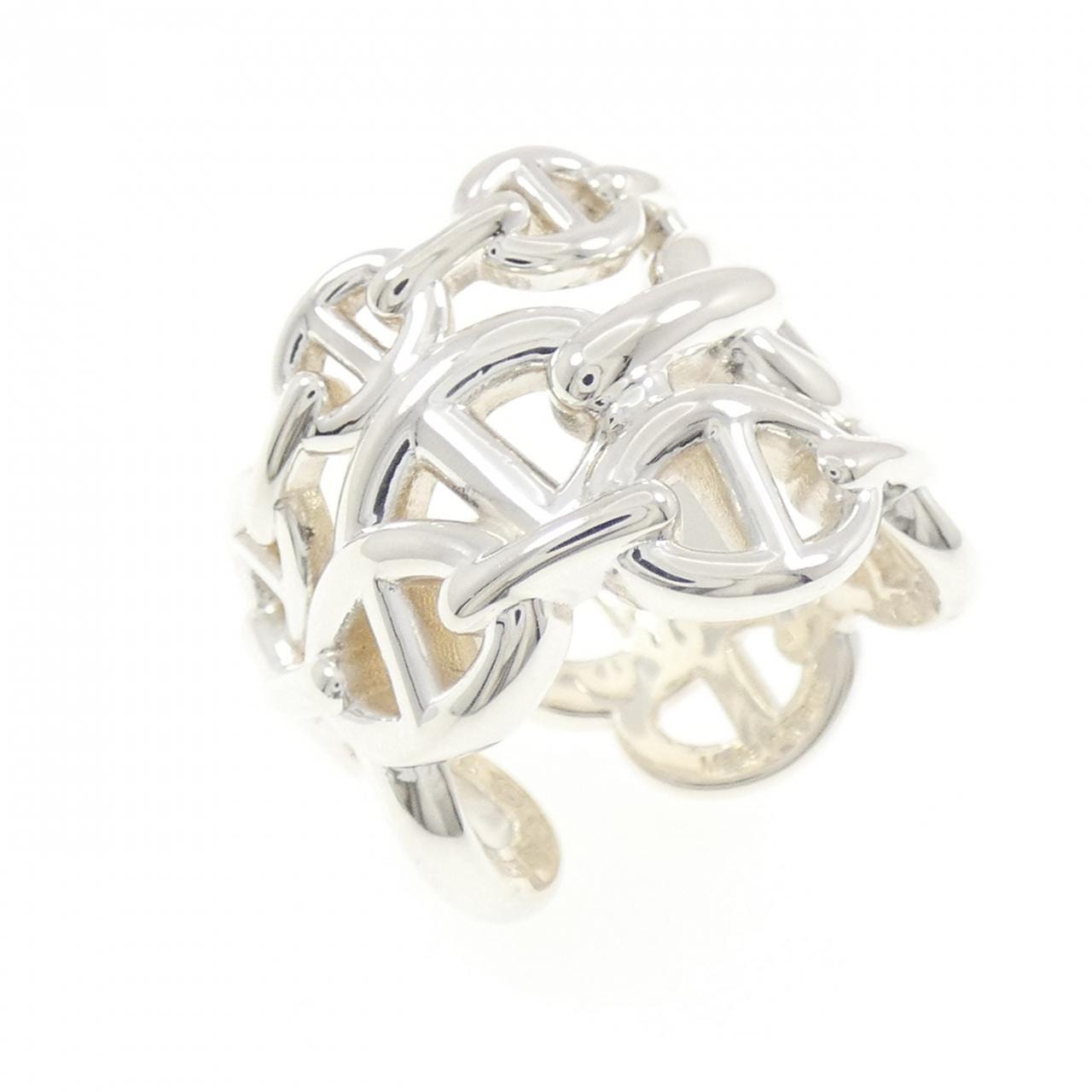 Hermes Chaine D'ancre Enchainee Ring Large Model "Silver"