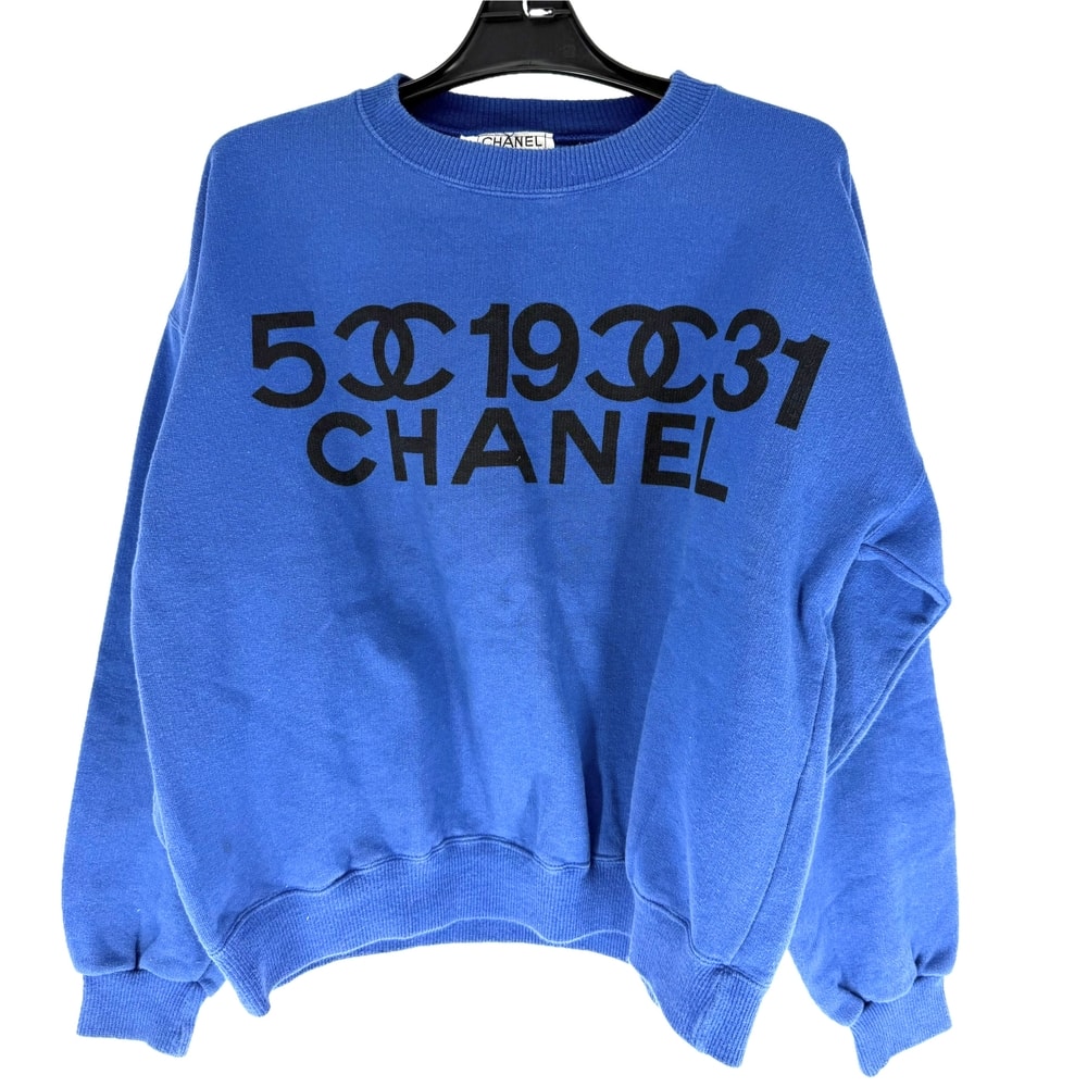 CHANEL シャネル スウェット ココマーク ロゴ アパレル ヴィンテージ 服 トレーナー  M 24612 ブルー 青 コットン    レディース 春 秋【中古品】