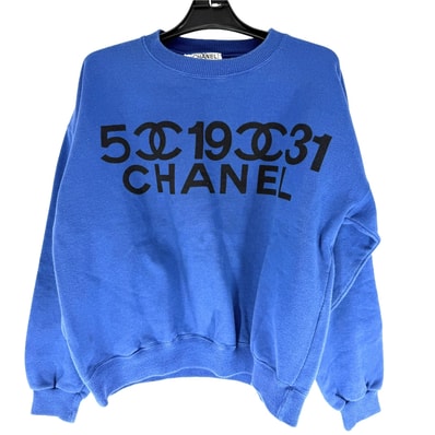 CHANEL シャネル スウェット ココマーク ロゴ アパレル ヴィンテージ 服 トレーナー M 24612 ブルー 青 コットン レディース 春 秋【中古品】