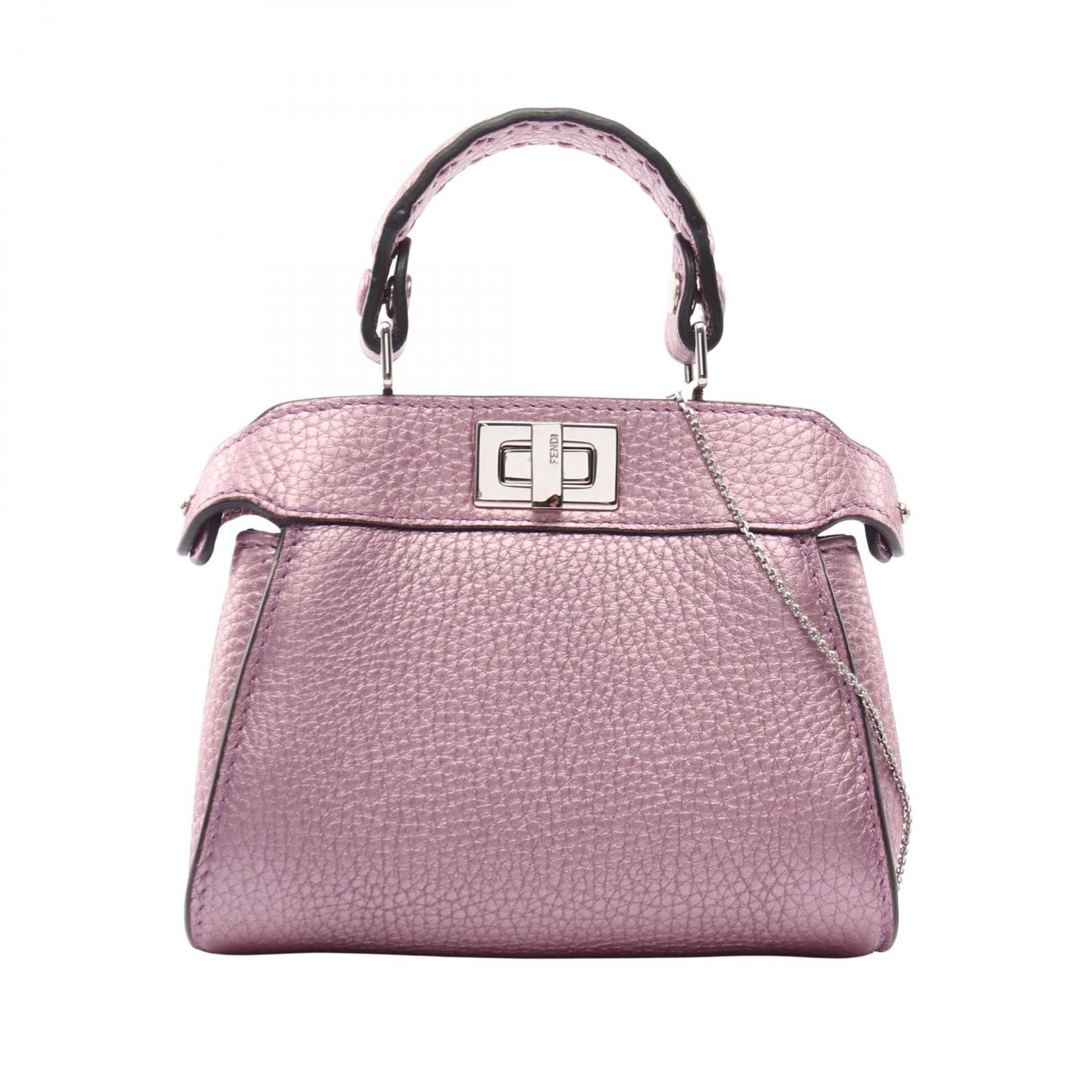 フェンディ FENDI ピーカブー ナノ 2WAY ハンドバッグ バッグ レザー レディース ピンク系 7AS294 【中古】