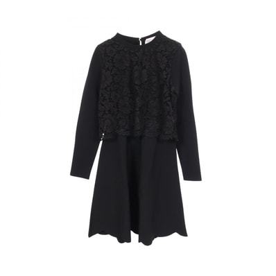 ヴァレンチノ Valentino レース切替 スカラップ 長袖 ワンピース 衣料品 トップス レーヨン レディース ブラック系 【中古】