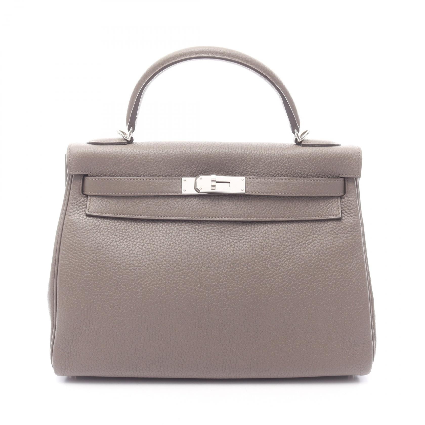 エルメス HERMES ケリー32 エタン 内縫い 2WAY ハンドバッグ バッグ レザー トリヨンクレマンス トリヨンクレマンス X刻印(2016年製造) レディース グレー系 028488CK 【中古】