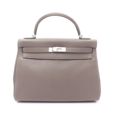 エルメス HERMES ケリー32 エタン 内縫い 2WAY ハンドバッグ バッグ レザー トリヨンクレマンス トリヨンクレマンス X刻印(2016年製造) レディース グレー系 028488CK 【中古】